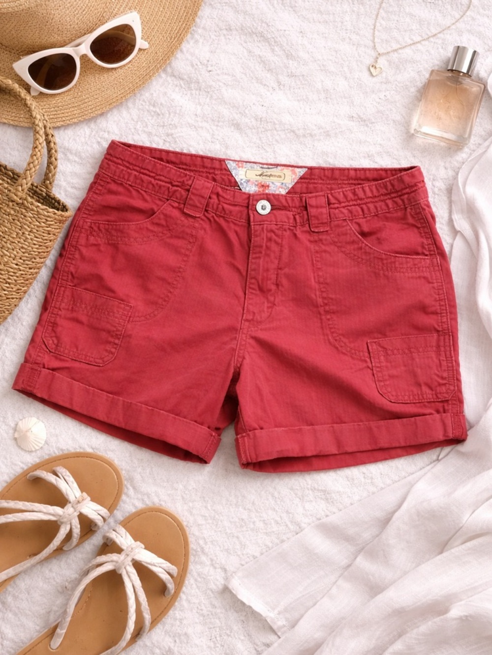 Levi’s Red Chino Shorts Size 12 Mid Rise Casual Summer